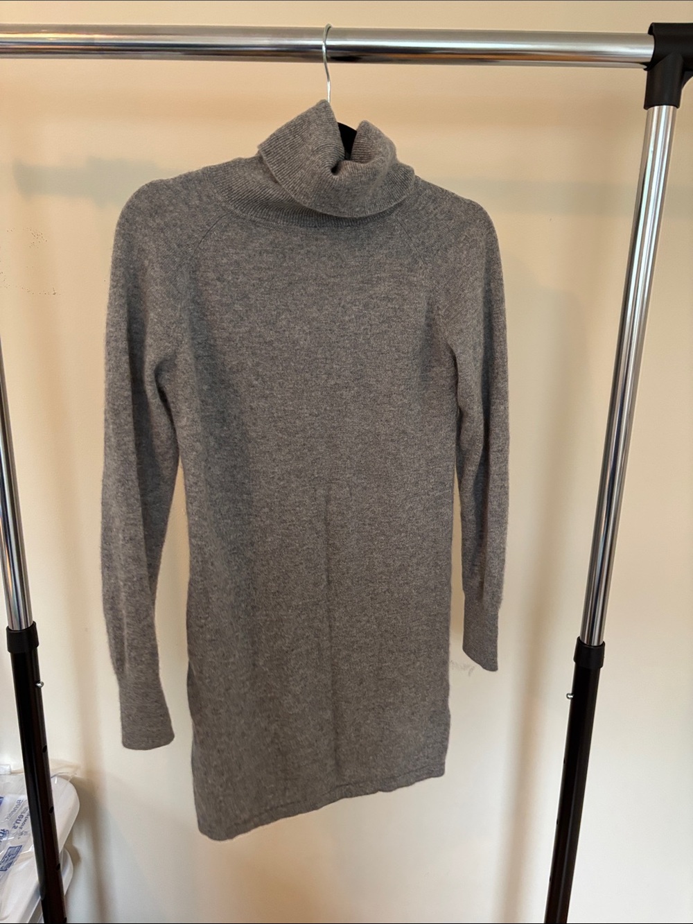 Quince Cashmere Gray Turtleneck Sweater Dress